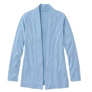 LL BEAN Women's Pima Cotton Open Cardigan With Pockets Light Blue Size 2XL